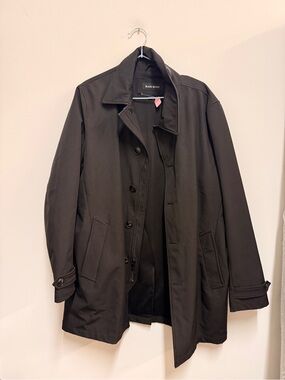 Black Rivet Black Men's Single-Breasted Trench Coat